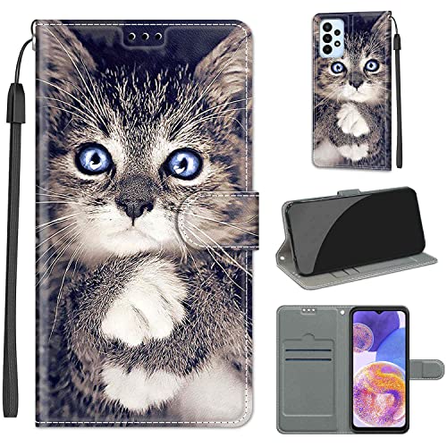LeviDo Kompatibel für Samsung Galaxy A23 4G 5G Hülle Silikon Lustig Muster Motiv PU Leder Kartenfach Klappbar Magnetisch Hüllen 360 Grad Case Brieftasche Wallet Handyhülle Stoßfest Cover, Katze LeviDo Kompatibel für Samsung Galaxy A23 4G 5G Hülle Silikon Lustig Muster Motiv PU Leder Kartenfach Klappbar Magnetisch Hüllen 360 Grad Case Brieftasche Wallet Handyhülle Stoßfest Cover, Katze von LeviDo-EU