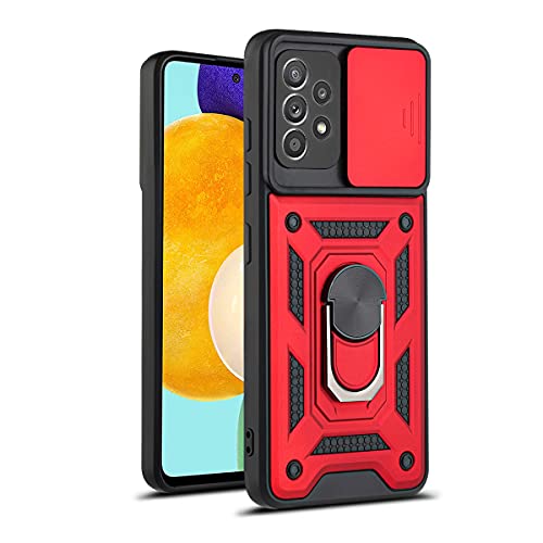 LeviDo Kompatibel für Samsung Galaxy A51 4G Hülle Silikon mit Slide Kameraschutz Cover Hüllen Case mit Ring Ständer Halter Handyhalterung Auto Magnet Handyhülle Stoßfest Cover, Rot von LeviDo-EU