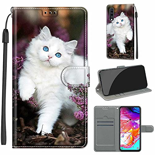 LeviDo Kompatibel für Samsung Galaxy A70 2019 Hülle Silikon Lustig Muster Motiv PU Leder Kartenfach Klappbar Magnetisch Hüllen 360 Grad Case Brieftasche Wallet Handyhülle Stoßfest Cover, weiß Katze LeviDo Kompatibel für Samsung Galaxy A70 2019 Hülle Silikon Lustig Muster Motiv PU Leder Kartenfach Klappbar Magnetisch Hüllen 360 Grad Case Brieftasche Wallet Handyhülle Stoßfest Cover, weiß Katze von LeviDo-EU