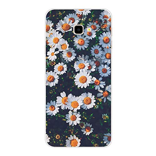 LeviDo Kompatibel für Samsung Galaxy J4+/J4 Plus 2018 Hülle Silikon Ultra Dünn Hüllen Transparent Durchsichtig Bumper Gummi Case Muster Motiv Handyhülle Schutzhülle Stoßfest Cover, Gänseblümchen von LeviDo-EU
