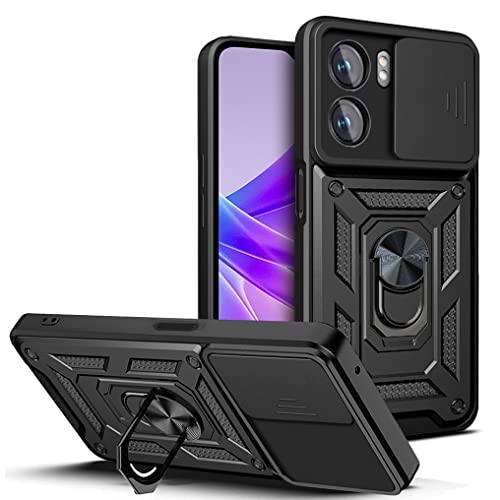 LeviDo Kompatibel für Xiaomi 13T/Xiaomi 13T Pro Hülle Silikon mit Slide Kameraschutz Cover Hüllen Case mit Ring Ständer Halter Handyhalterung Auto Magnet Handyhülle Stoßfest Cover, Schwarz von LeviDo-EU