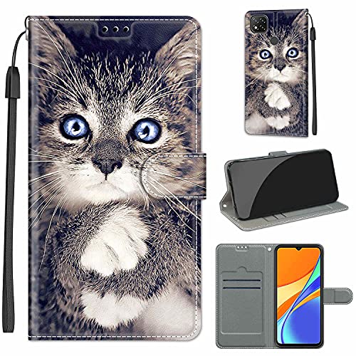 LeviDo Kompatibel für Xiaomi Redmi 9C/Redmi 10A Hülle Silikon Lustig Muster Motiv PU Leder Kartenfach Klappbar Magnetisch Flip Hüllen 360 Grad Case Brieftasche Wallet Handyhülle Stoßfest Cover, Katze LeviDo Kompatibel für Xiaomi Redmi 9C/Redmi 10A Hülle Silikon Lustig Muster Motiv PU Leder Kartenfach Klappbar Magnetisch Flip Hüllen 360 Grad Case Brieftasche Wallet Handyhülle Stoßfest Cover, Katze von LeviDo-EU