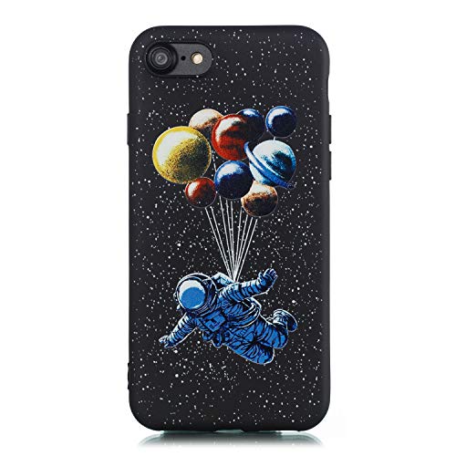 LeviDo Kompatibel für iPhone SE 2022/SE 3/SE 2020/iPhone 7/8 Hülle Silikon Hüllen Motiv Case Schwarz Muster Handyhülle Gummi Stoßfest Bumper Ultra Dünn Cover, Astronaut von LeviDo-EU