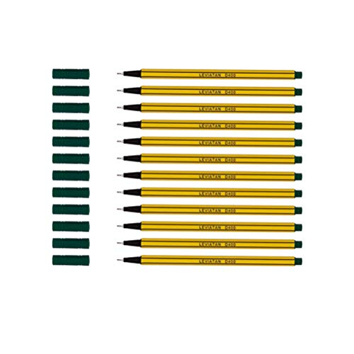 LEVIATAN D400 Fineliner Grün 12 Stück - Feinleiner Stift Bunt Für Den Täglichen Gebrauch Geeignet, Schreib und Schulbedarf - Linienbreite Ca. 0.4 Mm Feinlinerfilzstifte von Leviatan
