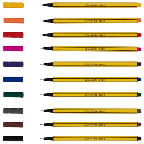 LEVIATAN D400 Fineliner Set 10 Mehrfarbig - Feinleiner Stift Bunt Für Den Täglichen Gebrauch Geeignet - Linienbreite Ca. 0.4 Mm Feinlinerfilzstifte von Leviatan