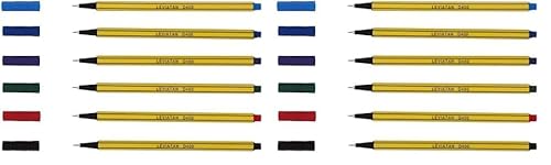 LEVIATAN D400 Fineliner Set 6 Mehrfarbig - Feinleiner Stift Bunt Für Den Täglichen Gebrauch Geeignet - Linienbreite Ca. 0.4 Mm Feinlinerfilzstifte (Packung mit 2) von Leviatan