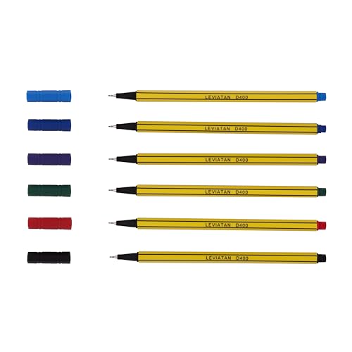 LEVIATAN D400 Fineliner Set 6 Mehrfarbig - Feinleiner Stift Bunt Für Den Täglichen Gebrauch Geeignet - Linienbreite Ca. 0.4 Mm Feinlinerfilzstifte von Leviatan