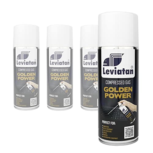 LEVIATAN Druckluftspray mit Sprühverlängerung 4 x 400ml - Druckluft Dose PC Reinigung - Compressed Air Can, Druckluftreiniger - Air Duster Spray für Tastatur, Computer, Kamera, Handy von Leviatan