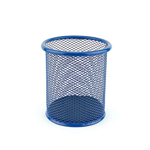 LEVIATAN Metall Stifteköcher - Stiftehalter rund aus Drahtmetall - Mesh Multifunktions Becher für Kugelschreiber - Stifte Halter für Büro/Schule Ø91 mm, Marineblau von Leviatan