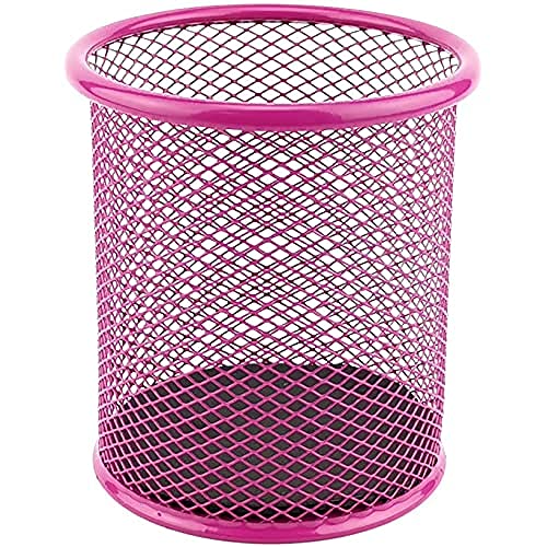 LEVIATAN Metall Stifteköcher - Stiftehalter rund aus Drahtmetall - Mesh Multifunktions Becher für Kugelschreiber - Stifte Halter für Büro/Schule Ø91 mm, Rosa von Leviatan