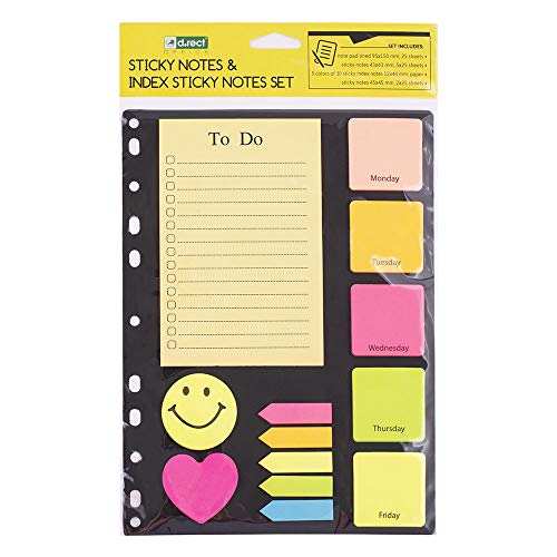 Leviatan D.RECT D.RECT Set mit Haftstreifen und Notizzetteln Klebezettel | Page Marker mit Beschreibbaren | Haftmarker und Sticky Notes | Bunte Klebezettel für Büro und Zuhause von Leviatan