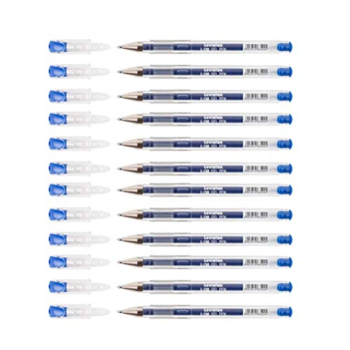 Leviatan L-138 12 Stück | Gelschreiber mit Ergonomischem Griff | Matallspitze 0,3 mm Strichbreite, Schreiblänge: 1200m | Ink Roller Ball | Blau von Leviatan