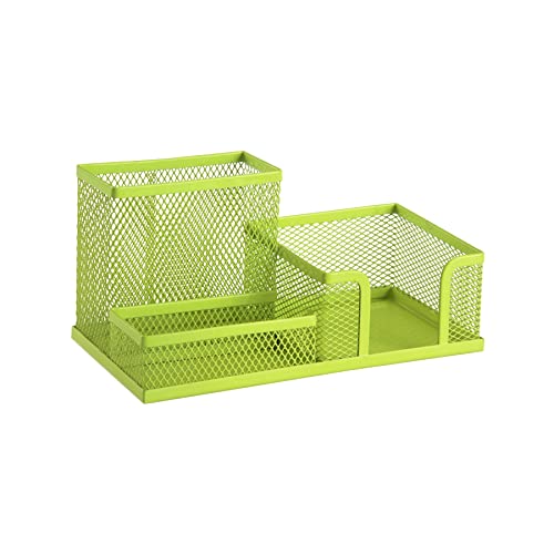 Leviatan Schreibtisch Organizer | Stiftehalter Schreibtisch Stifteköcher Tisch-Organizer aus Metall | Büroablage mit Zettelhalter Mesh | 205x103x98mm Limonenfarben von Leviatan