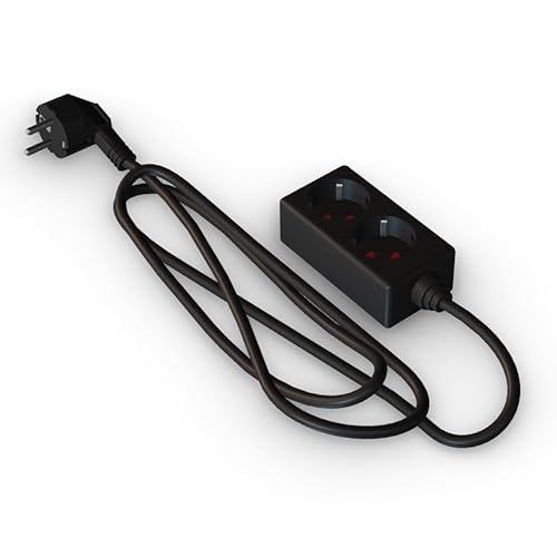 Schwarze Steckdosenleiste mit 2 Schuko-Steckdosen, ohne Schalter, 3 m, H05VV-F 3G1,5 m㎡, Basis mit 2 Steckdosen Schwarze Steckdosenleiste mit 2 Schuko-Steckdosen, ohne Schalter, 3 m, H05VV-F 3G1,5 m㎡, Basis mit 2 Steckdosen von Levitantes