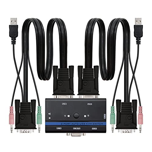KVM Switch - Gerät zur Steuerung von 2 PCs von einem einzigen Monitor, inklusive VGA- und USB-Kabel, kompaktes 1U-Design, einfache Installation* KVM Switch - Gerät zur Steuerung von 2 PCs von einem einzigen Monitor, inklusive VGA- und USB-Kabel, kompaktes 1U-Design, einfache Installation* von Levitantes