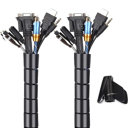 Kabel-Organizer, 2 m, Flexible Kabel-Organizer, Kabel-Organizer, Kabel-Organizer, Kabelaufbau für Büro und PC, Schwarz (25 mm) von Levitantes