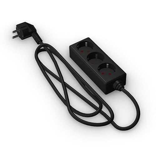 Schwarze Steckdosenleiste mit 3 Schuko-Steckdosen, ohne Schalter, 3 m, H05VV-F 3G1,5 m㎡, Basis mit 3 Steckdosen Schwarze Steckdosenleiste mit 3 Schuko-Steckdosen, ohne Schalter, 3 m, H05VV-F 3G1,5 m㎡, Basis mit 3 Steckdosen von Levitantes