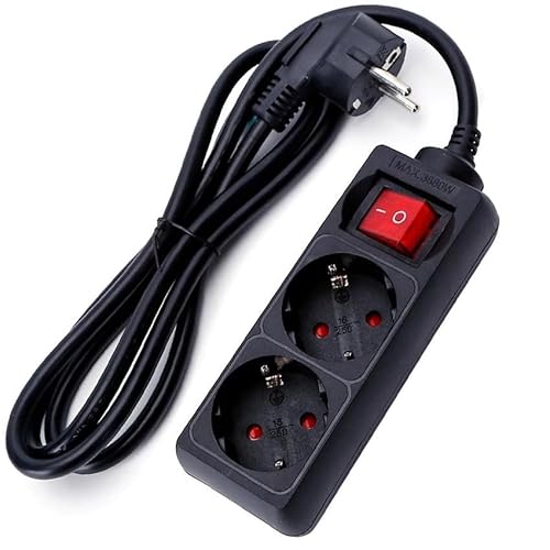2-Fach Schuko-Steckdosenleiste mit Schalter, 3 m, 3G, 1,5 mm², Schwarz, 2 Steckdosen 2-Fach Schuko-Steckdosenleiste mit Schalter, 3 m, 3G, 1,5 mm², Schwarz, 2 Steckdosen von Levitantes