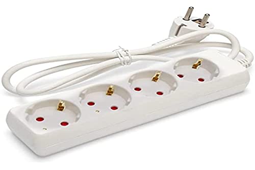 4-Wege-Steckdosenleiste ohne Schalter, 3 m, 3G, 1,5 mm², Weiß – ideal zum Anschluss mehrerer elektrischer Geräte in privaten Räumen. von Levitantes