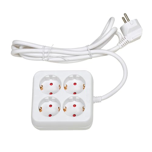 Steckdosenleiste 4-Fach, weiß, 3 m, 3G, 1,5 mm², ohne Schalter, ideal zum Erweitern elektrischer Anschlussstellen in Wohnungen und Büros. Steckdosenleiste 4-Fach, weiß, 3 m, 3G, 1,5 mm², ohne Schalter, ideal zum Erweitern elektrischer Anschlussstellen in Wohnungen und Büros. von Levitantes