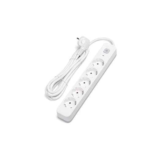 5-Fach Schuko-Steckdosenleiste mit Schalter, 5 m, 3G, 1,5 mm², Weiß und Grau, Sockel mit 5 Steckdosen 5-Fach Schuko-Steckdosenleiste mit Schalter, 5 m, 3G, 1,5 mm², Weiß und Grau, Sockel mit 5 Steckdosen von Levitantes