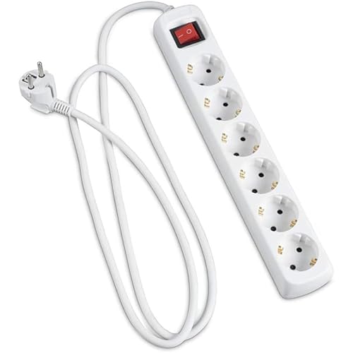 Steckdosenleiste - Deutsche Steckdosenleiste 6-Fach mit Schalter, Länge 1,5 m, 3G, Kabel 1,5 mm², weiß * Steckdosenleiste - Deutsche Steckdosenleiste 6-Fach mit Schalter, Länge 1,5 m, 3G, Kabel 1,5 mm², weiß * von Levitantes