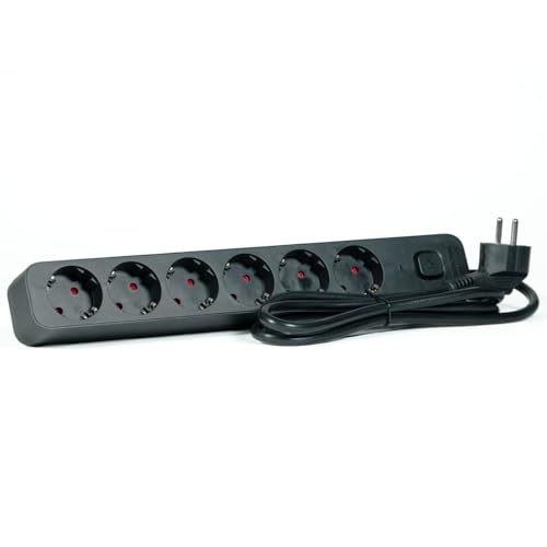 Steckdosenleiste L 6 Steckdosen 1,5 m 3G 1,5 mm² 3680 W schwarz mit Kinderschutz EIN-/Ausschalter Steckdosenleiste L 6 Steckdosen 1,5 m 3G 1,5 mm² 3680 W schwarz mit Kinderschutz EIN-/Ausschalter von Levitantes