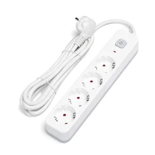 Steckdosenleiste mit 4 Steckdosen Schuko mit Schalter, 5 m, 3G, 1,5 mm², Weiß und Grau, Sockel mit 4 Steckdosen Steckdosenleiste mit 4 Steckdosen Schuko mit Schalter, 5 m, 3G, 1,5 mm², Weiß und Grau, Sockel mit 4 Steckdosen von Levitantes