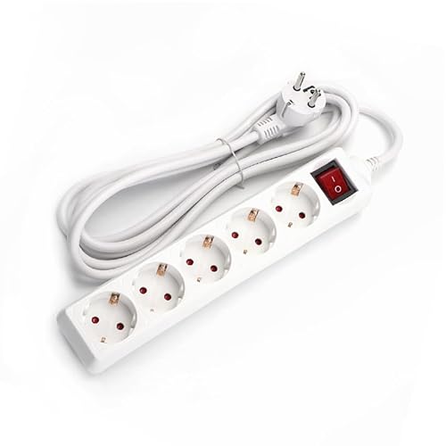 5-Fach Schuko-Steckdosenleiste mit Schalter, 3 m, 3G, 1,5 mm², Weiß, 5 Steckdosen 5-Fach Schuko-Steckdosenleiste mit Schalter, 3 m, 3G, 1,5 mm², Weiß, 5 Steckdosen von Levitantes