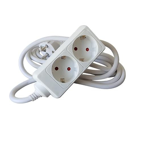 Steckdosenleiste, Weiß, 2 Steckdosen, Verlängerung ohne Schalter mit Kabel 3G, 1,5 mm², 1,5 m, deutsche Steckdosenleiste weiß (2 Steckdosen, 1,5 mm² 1,5 m) von Levitantes