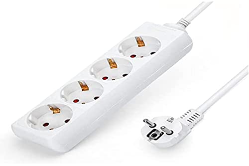 Weiße Steckdosenleiste ohne Schalter mit 3G-Kabel 1,0 mm² 1,5 m, deutsche Steckdosenleiste weiß (4 Steckdosen, 1,0 mm² 1,5 m) von Levitantes