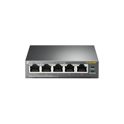 Switch mit 5 Ports, 10/100/1000 PoE, verwaltbar, ideal für Netzwerke, Stromversorgung von Geräten und Erweiterung. Switch mit 5 Ports, 10/100/1000 PoE, verwaltbar, ideal für Netzwerke, Stromversorgung von Geräten und Erweiterung. von Levitantes