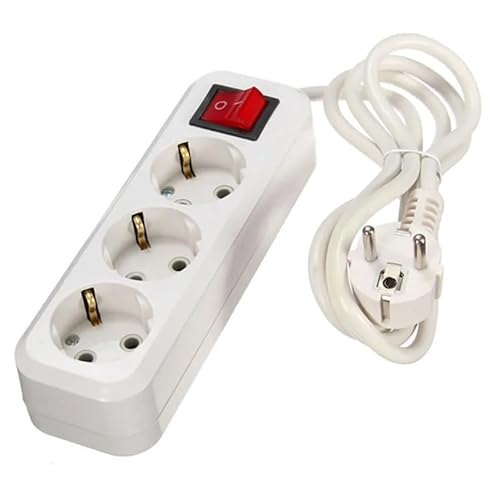 Weiße Steckdosenleiste mit 3 Schuko-Steckdosen mit Schalter, 1,5 m H05VV-F 3G1,0 m㎡, Basis mit 3 Steckdosen Weiße Steckdosenleiste mit 3 Schuko-Steckdosen mit Schalter, 1,5 m H05VV-F 3G1,0 m㎡, Basis mit 3 Steckdosen von Levitantes