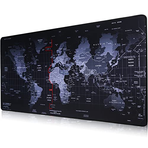 Gaming-Mauspad, großes Mauspad, 600 x 300 x 2 mm, bequemes Tastatur-Pad mit Karten-Thema, Schreibtischunterlage für Gamer, Büro, Arbeit, Zuhause (6030 blackmapL36) von Levomat