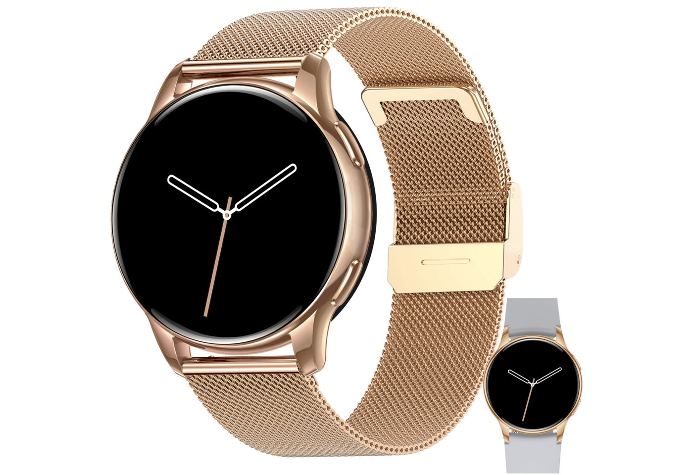 Levowatch F3 Damen mit Telefonfunktion & AMOLED Always-On, Fitness Tracker Smartwatch (3,8 cm/1,3 Zoll, Android / iOS), 42mm Frauengröße, 3x Wechselarmband, Frauenmonitor, Puls, Anrufe, wasserdicht, Blutdruck, Musiksteuerung, 3x Armbänder, Markenqualität von Levowatch