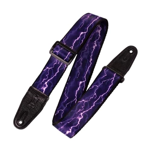 Levy's Leathers Graphic Waves Series Gitarrengurt aus Polyester | Breite 5 cm | Violett Blitzmotiv | (M8POLY-BLK) von Levy's