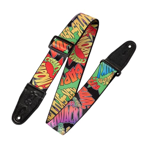 Levy's Leathers Graphic Waves Series Gitarrengurt aus Polyester | Breite 5 cm | Motiv Comic Book Text | (MPD2-036) von Levy's
