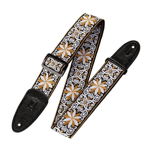 Levy's Leathers Hootenanny Series Gitarrengurt | Jacquardgewebe | Breite 5 cm | Farbe Weiß/Gelb | (M8HT-13) von Levy's