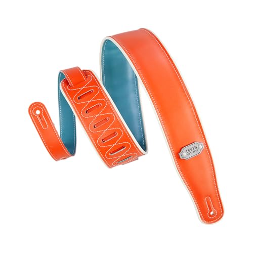 Levy's Leathers M26VCP-ORG_TEL Gitarrengurt Reversible Vinyl White Piping 2 3/4" - Orange Teal Levy's Leathers M26VCP-ORG_TEL Gitarrengurt Reversible Vinyl White Piping 2 3/4" - Orange Teal von Levy's