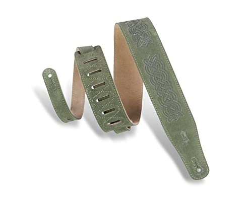 Levy's Leathers MS26CK-GRN Gitarrengurt Suede Leather Celtic Knot Emboss 2 1/2" - Green von Levy's Leathers