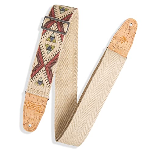 Levy's MH8P-002 Gitarrengurt Natural Hemp Webbing Cork Ends and Pocket 2" - Tribal von Levy's Leathers