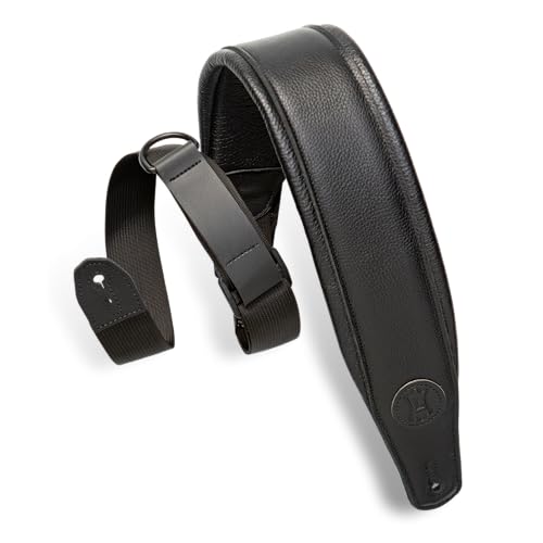 Levy's MRHGP-BLK Gitarrengurt Right Height - Garment Leather Padded 3" - Black von Levy's