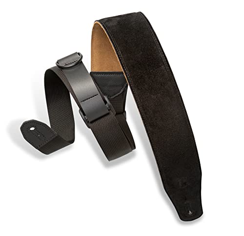 Levy's MRHSP-BLK Gitarrengurt Right Height - Suede Leather Padded 2 1/2" - Black von Levy's Leathers