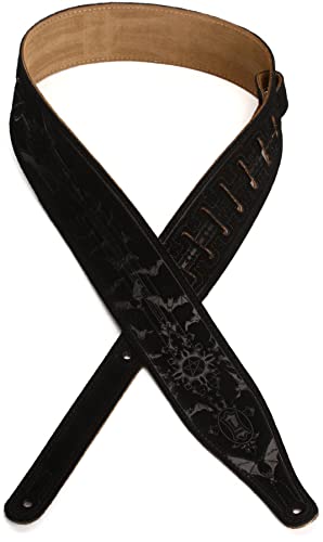 Levy's Leathers Gitarrengurt aus Wildleder, 6,4 cm, mit Fledermaus-Design, Schwarz von Levy's
