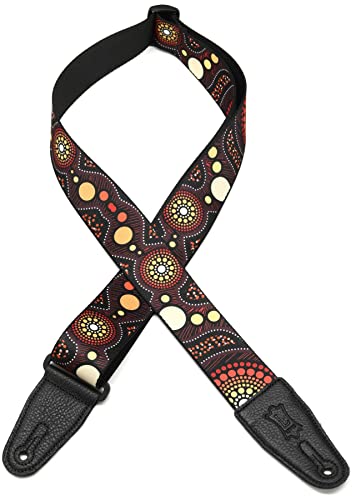 Levy's Leathers 2" Unisex-Gitarrengurt aus Poly mit Down Under Series Sunset-Design und schwarzen Lederenden, verstellbar von 35" bis 60, Standard Levy's Leathers 2" Unisex-Gitarrengurt aus Poly mit Down Under Series Sunset-Design und schwarzen Lederenden, verstellbar von 35" bis 60, Standard von Levy's