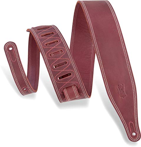 Levy's Leathers Butter Double Stitch 2.5" wide Garment Leather Guitar Strap; Deluxe Series - Burgundy (M17BDS-BRG) von Levy's