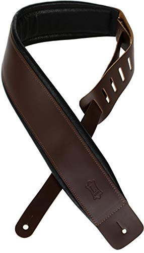 Levy's Leathers Deluxe Ledergurt für Gitarre | Breite 8 cm | Dunkelbraun | (DM1PD-DBR) von Levy's