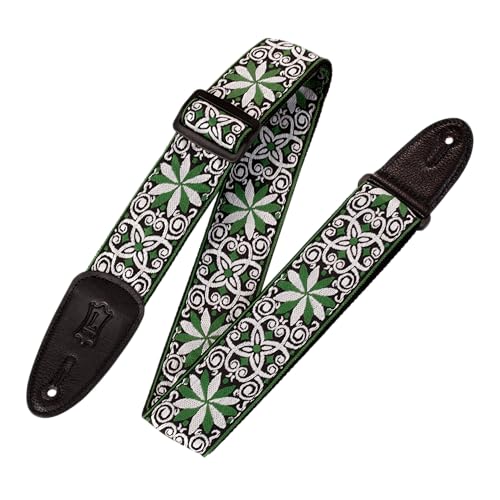 Levy's Leathers Hootenanny Series Gitarrengurt | Jacquardgewebe | Breite 5 cm | Farbe Weiß/Grün | (M8HT-11) von Levy's