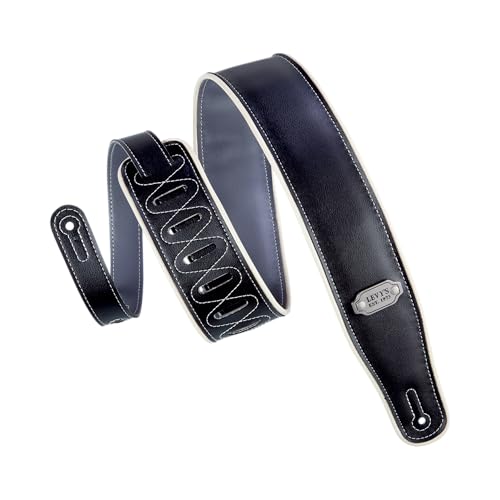 Levy's Leathers LeathersM26VCP-BLK_GRY Gitarrengurt Reversible Vinyl White Piping 2 3/4"" - Black Grey", schwarz, grau, creme Levy's Leathers LeathersM26VCP-BLK_GRY Gitarrengurt Reversible Vinyl White Piping 2 3/4"" - Black Grey", schwarz, grau, creme von Levy's