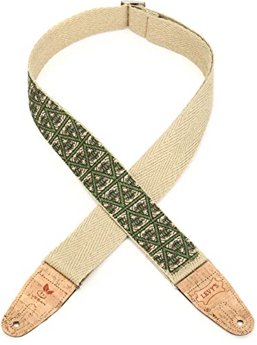 Levy's MH8P-005 Gitarrengurt Natural Hemp Webbing Cork Ends and Pocket 2" - Illuminati von Levy's